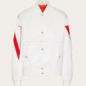 Valentino Mens White Nylon Bomber Jacket (new with tags)